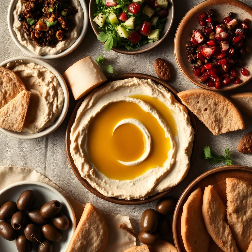 Assortiment de plats libanais préparés par Greeno